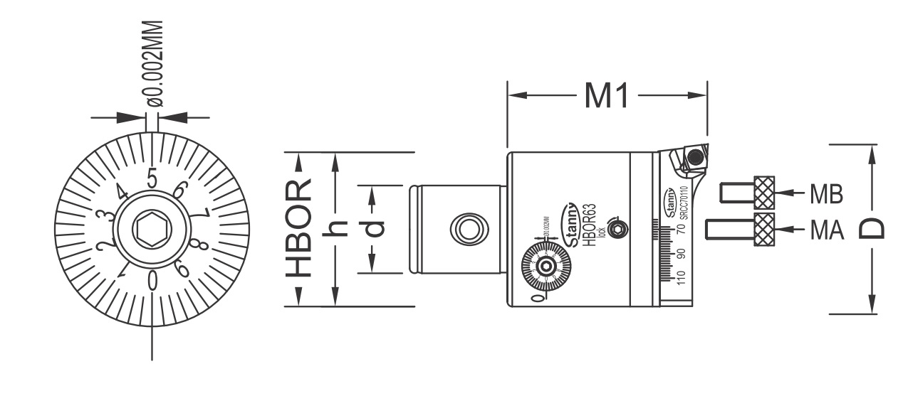 Body and 90° Rhombus Cutting Insert Holder