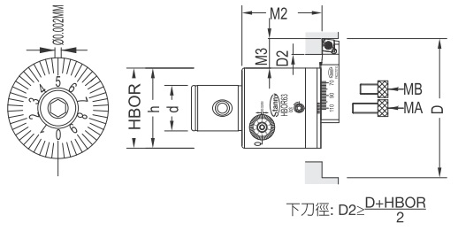 極細微調精搪孔孔頭(含菱形反搪刀座)