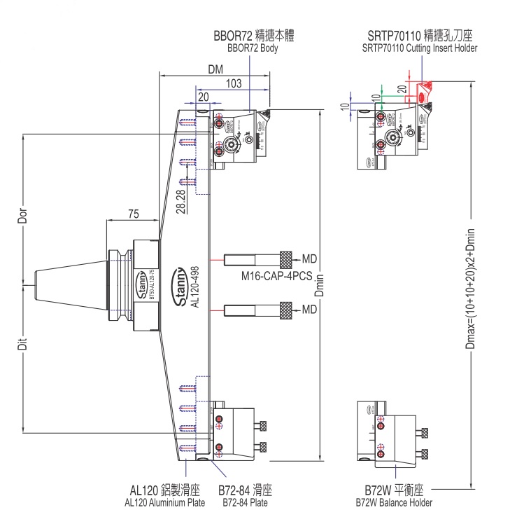 AL-BBOR72 大孔徑微調精搪孔刀組合系統